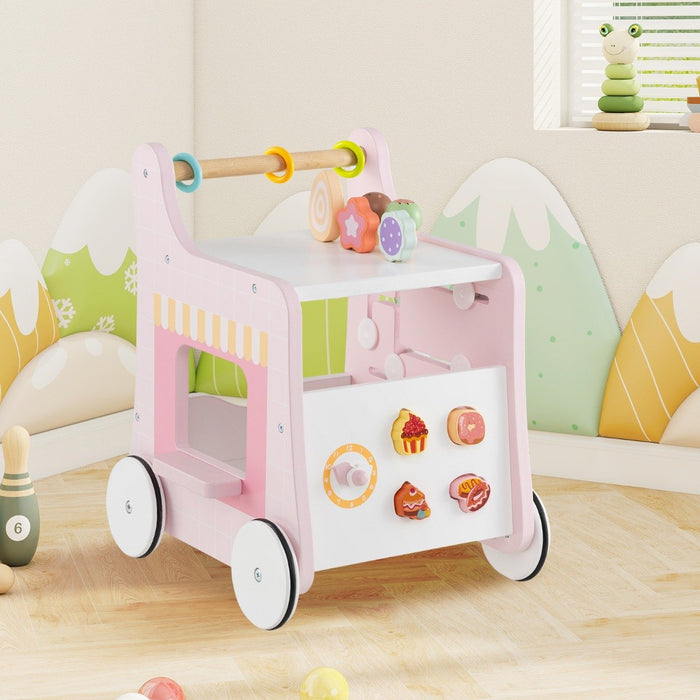 Multifunctional Ice Cream Cart Toy with Sweet Accessories and Smooth Wheels-