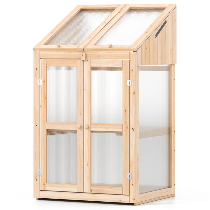 Wooden Cold Frame Greenhouse with Transparent Flip-top Roof