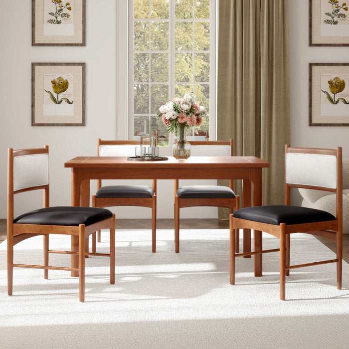 Wooden Dining Chair with Rubber Wood Frame Set of 4-Walnut