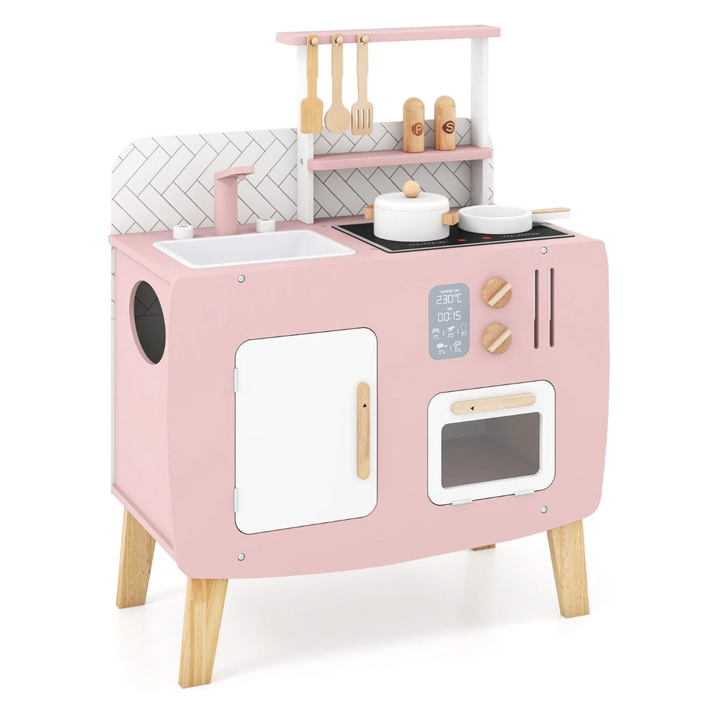 Wooden Kitchen Playset with Stoves and Cookware Accessories