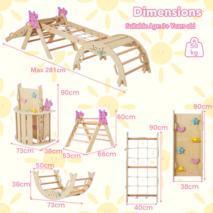 Wooden Montessori Climbing Set with Climbing Rope and Ladder-