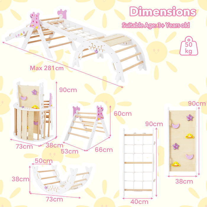 Wooden Montessori Climbing Set with Climbing Rope and Ladder-