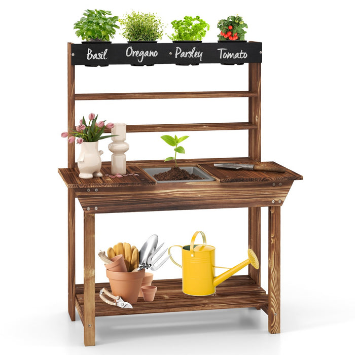 Solid Fir Wood Kids Potting Bench - Wooden Table with Removable Sink, Natural Finish - Perfect for Children's Gardening Activities
