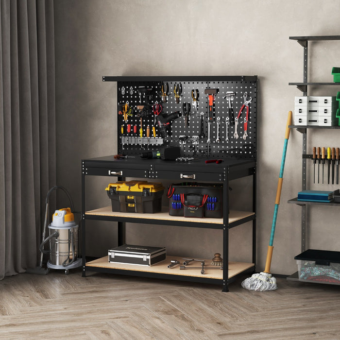 121 x 61 CM Workbench with 3 PCS Pegboard and Drawer-