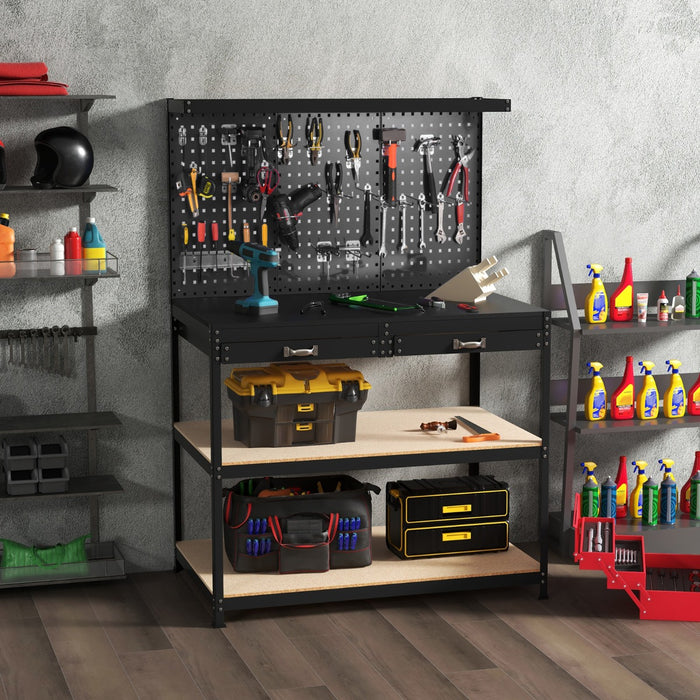121 x 61 CM Workbench with 3 PCS Pegboard and Drawer-
