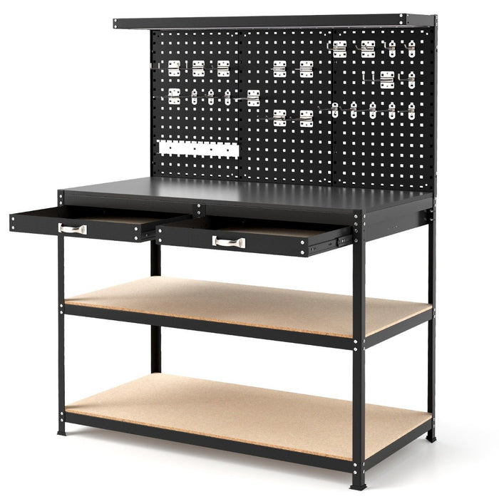 121 x 61 CM Workbench with 3 PCS Pegboard and Drawer-