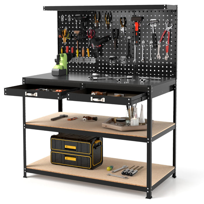 121 x 61 CM Workbench with 3 PCS Pegboard and Drawer-
