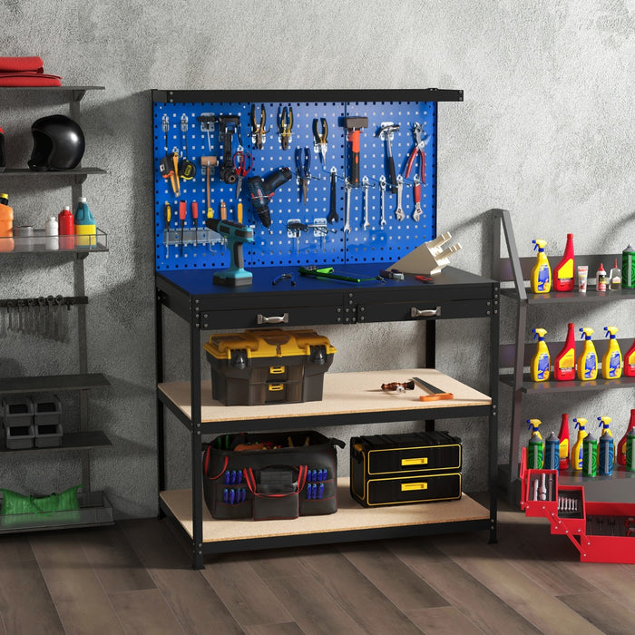 121 x 61 CM Workbench with 3 PCS Pegboard and Drawer-