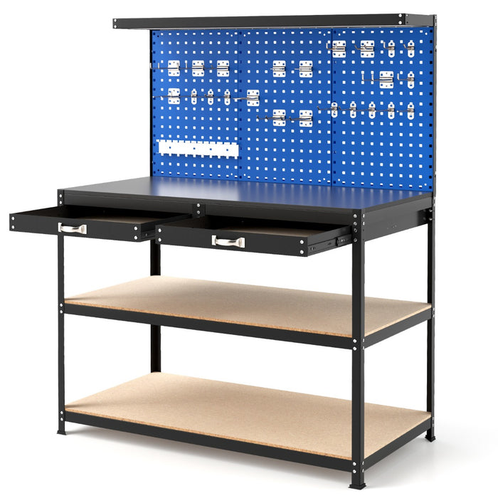 121 x 61 CM Workbench with 3 PCS Pegboard and Drawer-