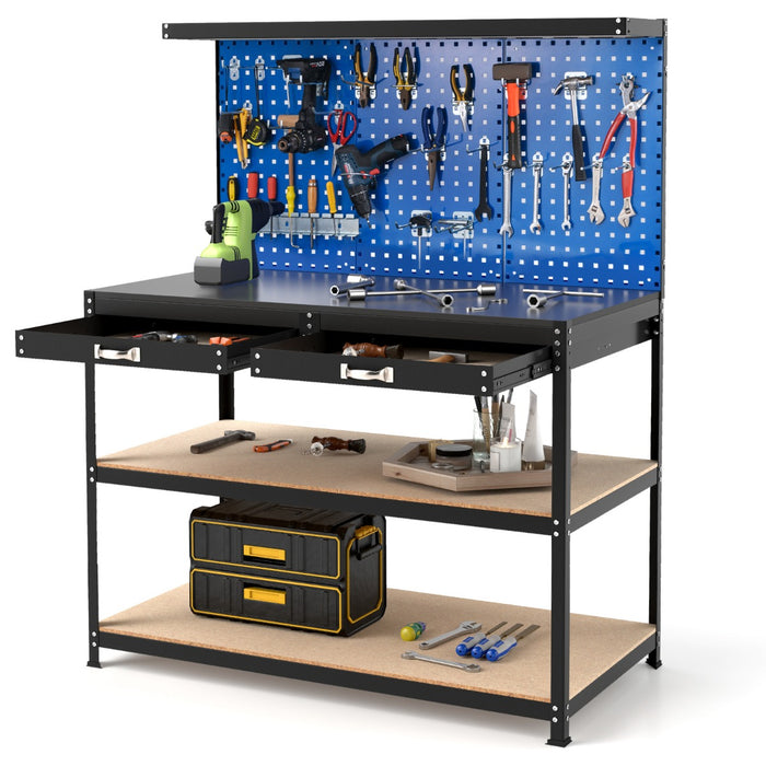 121 x 61 CM Workbench with 3 PCS Pegboard and Drawer-