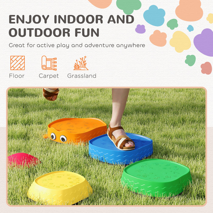 AIYAPLAY 5PCS Sensory Stepping Stones for Toddlers, Frog-Shaped Kids Stepping Stones Set with Anti-Slip Edging for Ages 2-8