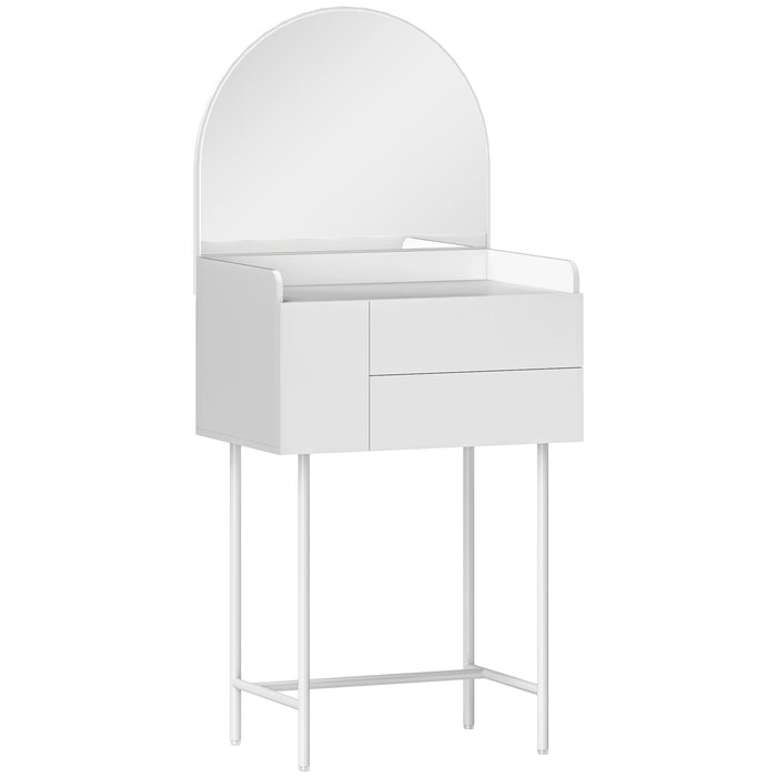 HOMCOM Dressing Table with Arched Mirror and 3 Drawers - White