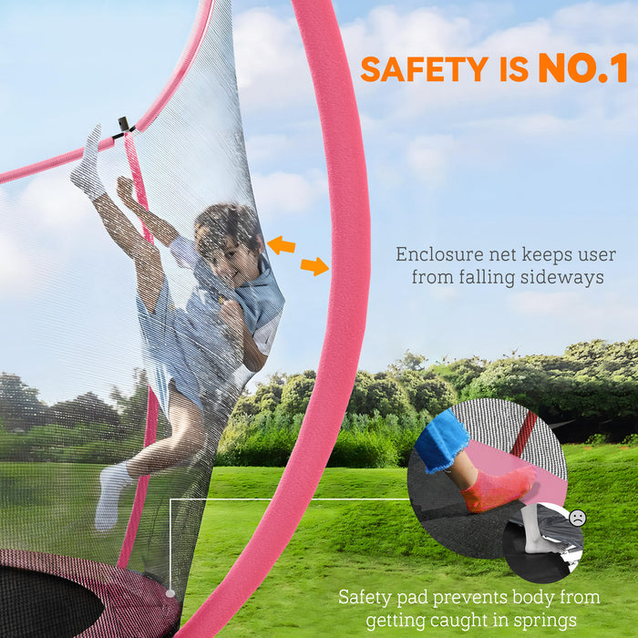 SPORTNOW 10ft Outdoor Trampoline with Enclosure Net, Spring Cover, Pink