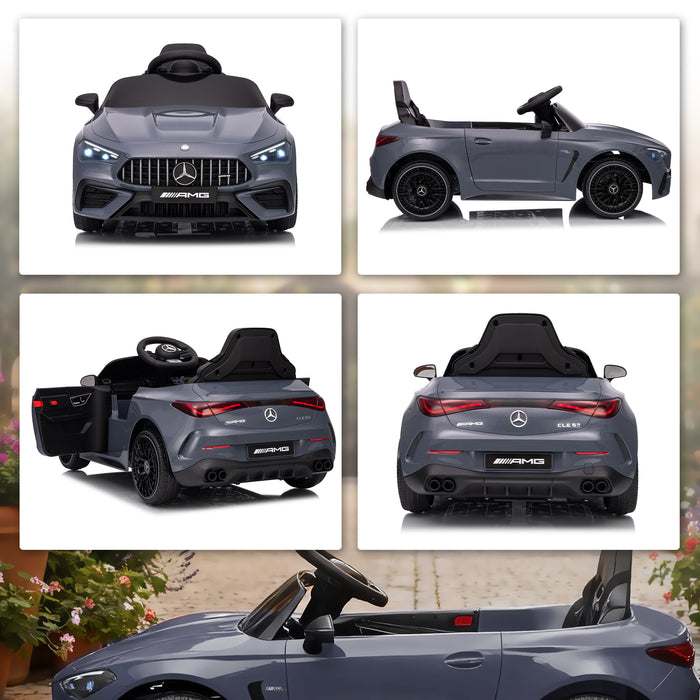 AIYAPLAY Licensed Mercedes AMG Kids Electric Car, 12V Ride On Car with Dual Motors, Remote Control for 3-6 Years, Grey