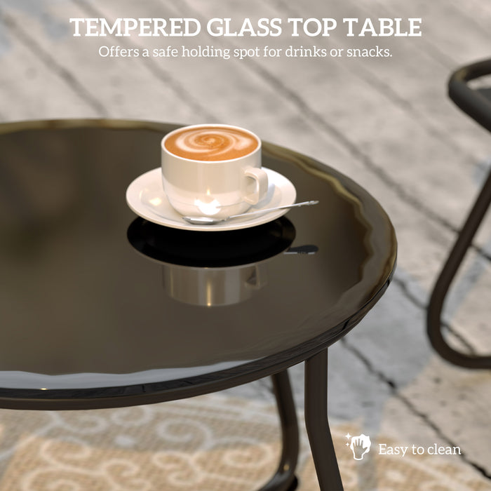 Outsunny 4 Seater Garden Furniture Set, Conversation Set with Loveseat Sofa, Chairs, Glass Coffee Table, Thick Cushions, Steel Outdoor Sofa for Balcony, Poolside, Conservatory, Grey