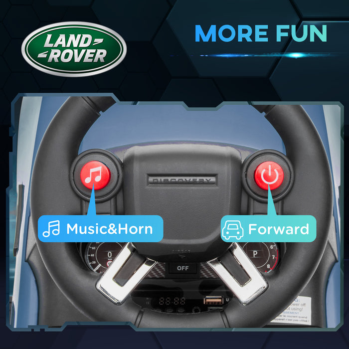 AIYAPLAY 2 in 1 Land Rover Licensed 6V Kids Electric Ride On Car Sliding Car w/ Headlights Music, for 18-60 Months Light Blue | Aosom UK