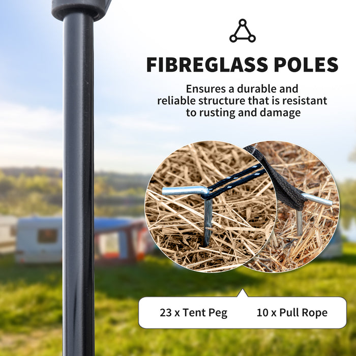 Outsunny 5-6 Man Camping Tent with 2 Room, Floor and Carry Bag - Green