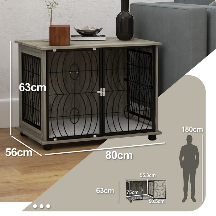 Indoor Dog Crate End Table with Cushion - 29.5" Pet-Friendly Furniture with Lockable Door - Cozy & Washable Bed for Medium Dogs