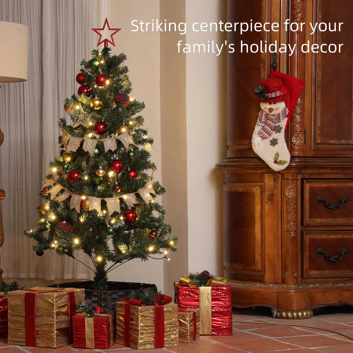 HOMCOM 5ft Pre-Lit and Decorated Christmas Tree | Aosom UK