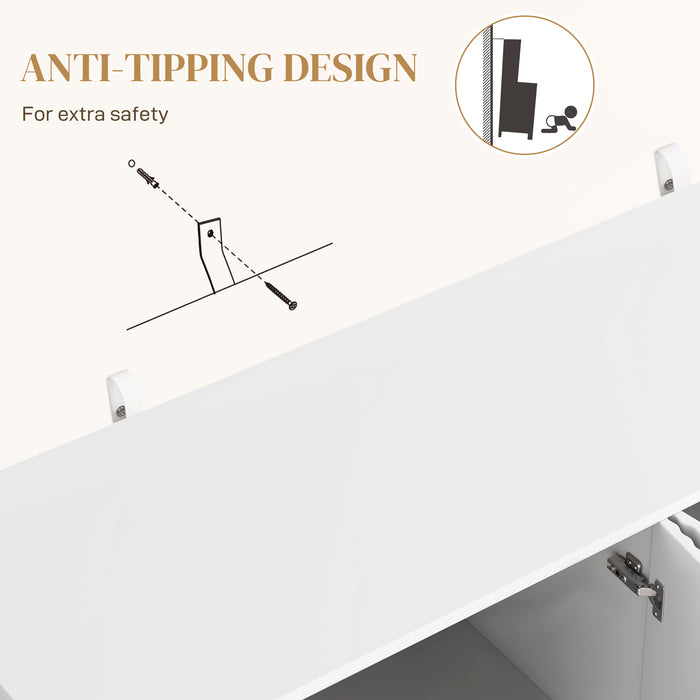 HOMCOM Sideboard Buffet Cabinet, Modern Kitchen Storage Cabinet with Adjustable Shelves, Kitchen Sideboard with Metal Legs for Living Room Hallway, White