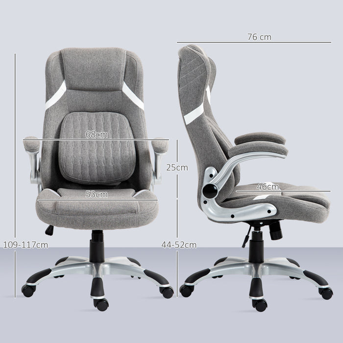 Linen-Style Ergonomic Chair with Height & Tension Adjustability - Sleek Grey Office Seating - Ideal for Comfortable and Productive Workstations