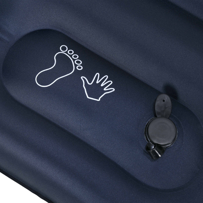 Double Size Inflatable Air Mattress - Built-in Foot Pump, Portable with Carry Bag, Blue - Ideal for Camping & Overnight Guests