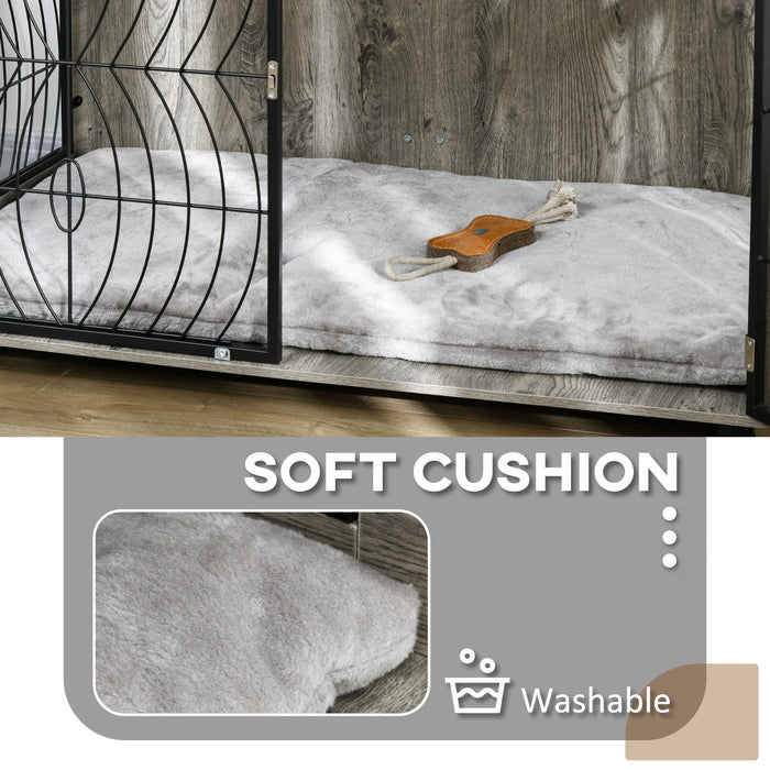 Extra Large Indoor Dog Crate End Table - 44.5" Size with Plush Washable Cushion and Lockable Door - Stylish Furniture for Big Dogs & Home Decor Integration