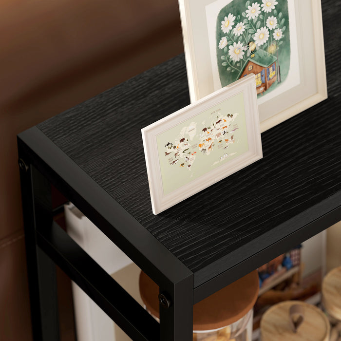 HOMCOM Three Shelf Industrial Side Table, Black | Aosom UK