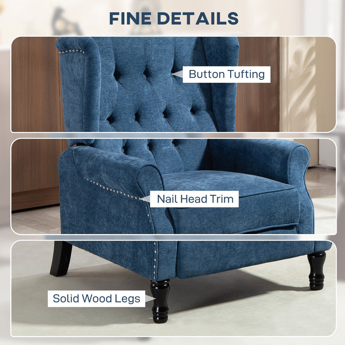 HOMCOM 150° Reclining Vintage Armchair, with footrest, Royal Blue