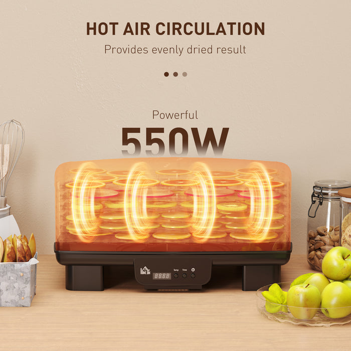 HOMCOM 6 Tray Food Dehydrator, 550W Food Dryer Machine with Adjustable Temperature, 48H Timer, for Drying Fruit, Meat, Vegetable, Jerky and Pet Treat, Black