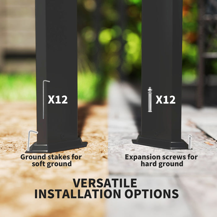 Outsunny 3 x 3(m) Garden Pergola with Retractable Roof Canopy and Roller Shade, Aluminium Pergola Kit Gazebo, UPF30+ Sun Shade Shelter for Deck, Porch, Dark Grey
