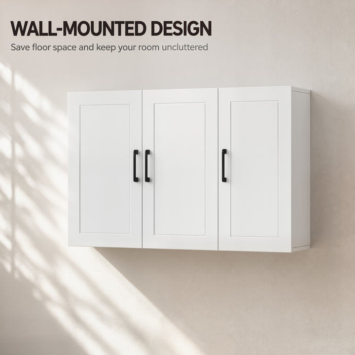 HOMCOM Bathroom Wall Cabinet, Wall Mounted Bathroom Cabinet, Over the Toilet Space Saver with Adjustable Shelves, White