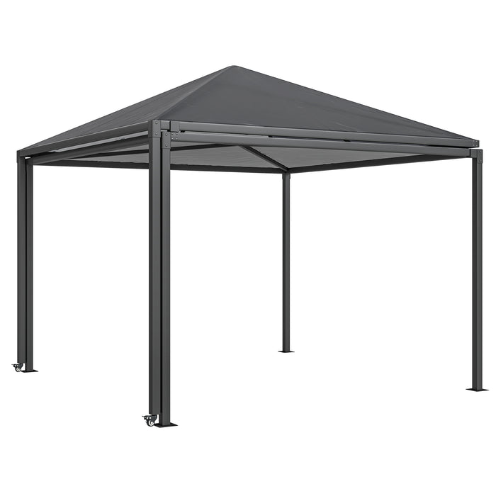 Outsunny 3 x 3 or 3 x 6m Garden Gazebo with Extendable Awning and Wheels, UPF30+ Outdoor Metal Gazebo Canopy Shelter for BBQ, Event, Party
