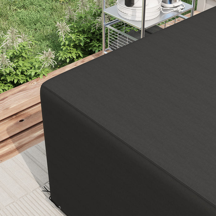 Outsunny 600D Oxford Table Set Cover Outdoor Garden Rattan Furniture Protection Cover Protector Waterproof Anti-UV, Black, 245 x 165 x 66 cm