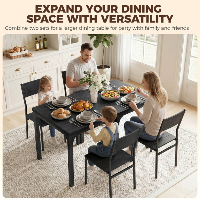 HOMCOM 3 Piece Space-Saving Kitchen Table and Chairs, Dining Table Set for 2 with Metal Legs, Black Wood Effect