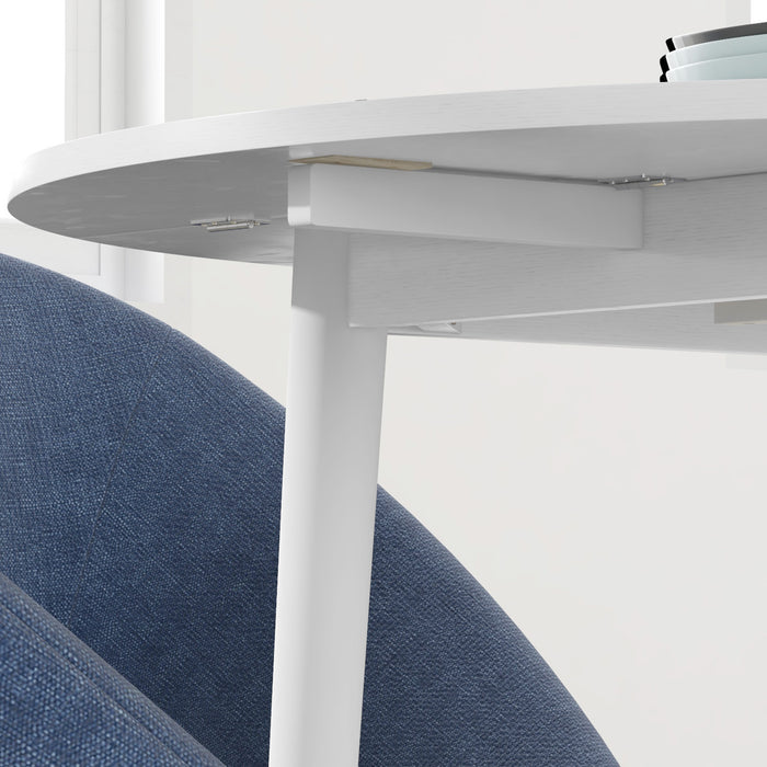 Round Drop-Leaf Folding Dining Table - Space-Saving Design with Sturdy Wooden Legs for Small Kitchens - Ideal for Dining Room and Apartments