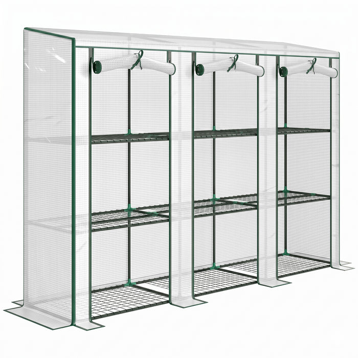 Outsunny 46 x 215 cm Nine-Shelf Greenhouse - White