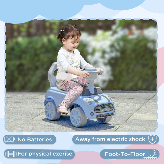 Toddler Foot-Powered Ride-On Toy Car - Features Anti-Tip Backward Design & Fun Air Horn - Ideal for 18 to 36 Month Olds in Light Blue