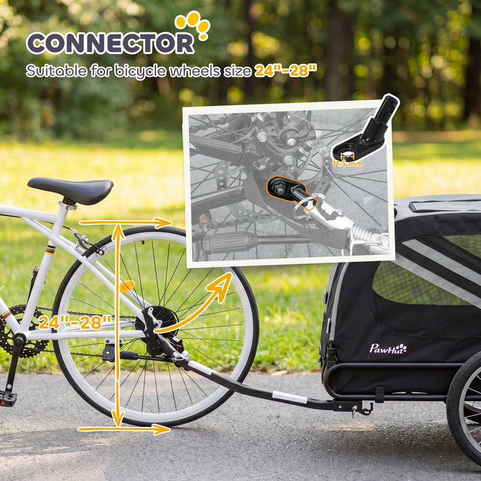 PawHut 2-In-1 Pet Bike Trailer Dog Stroller Pushchair with Universal Wheel Reflector Flag Grey