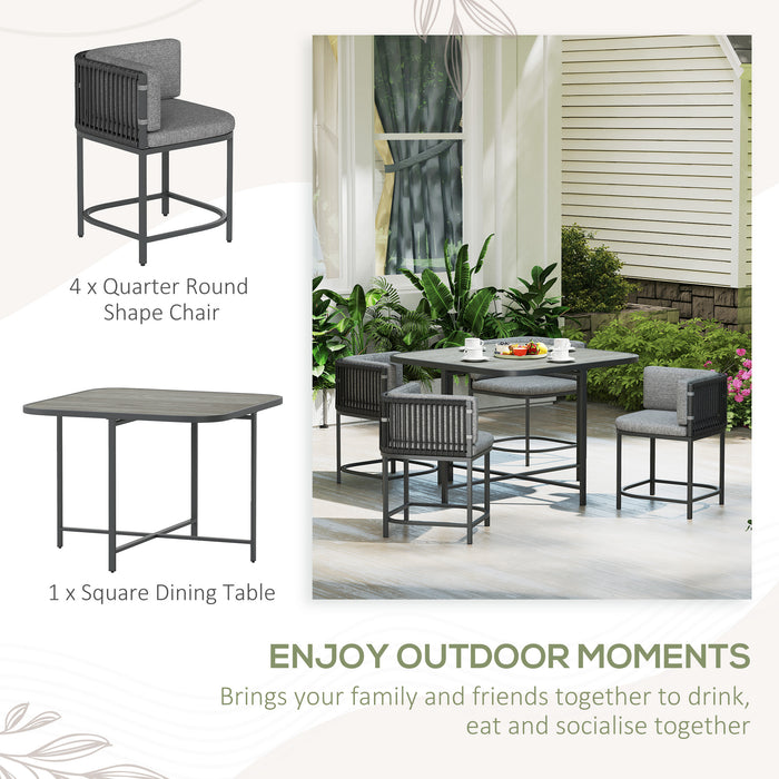 Outsunny 4-Seater Rattan Cube Garden Furniture Set with Cushions - Charcoal Grey