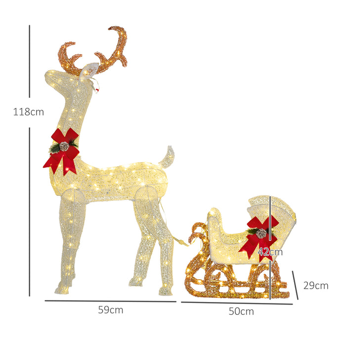 Outsunny 170 LED Light Reindeer and Sleigh Christmas Decoration | Aosom UK