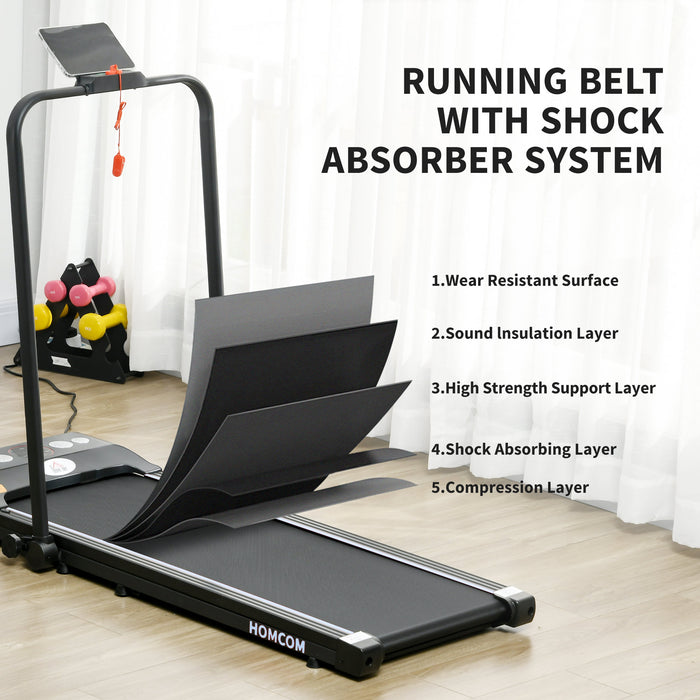 HOMCOM Foldable Walking Treadmill, with LED Display and Wheels, for Home, Office & Fitness Studio, Blue
