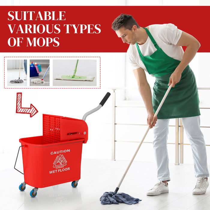20L Mop Bucket with Wringer System - Portable Wheeled Floor Cleaning Solution with Dual Water Separation - Ideal for Efficient and Hygienic Home or Commercial Use