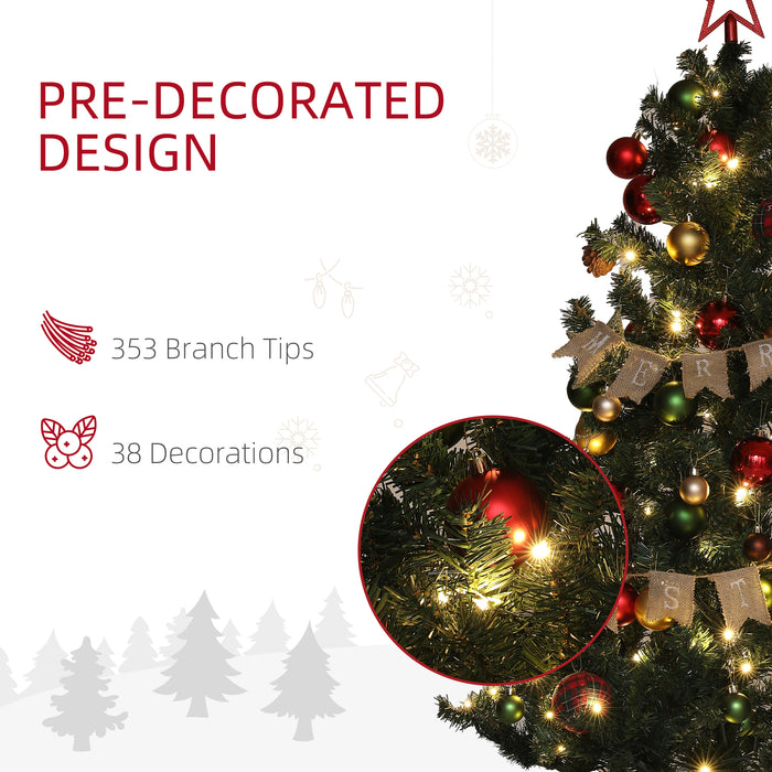 HOMCOM 5ft Pre-Lit and Decorated Christmas Tree | Aosom UK