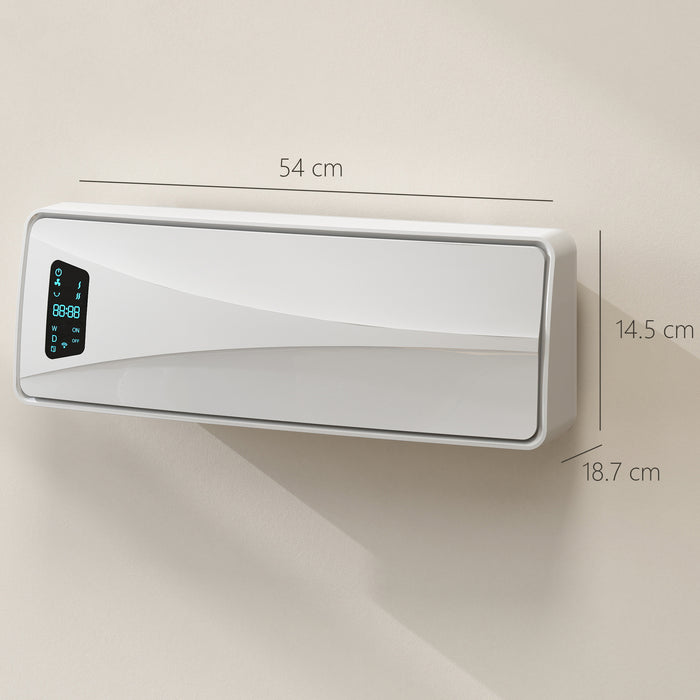 HOMCOM 2000W Ceramic Electric Heater with Fan, Adjustable Thermostat, Wall Mounted - White