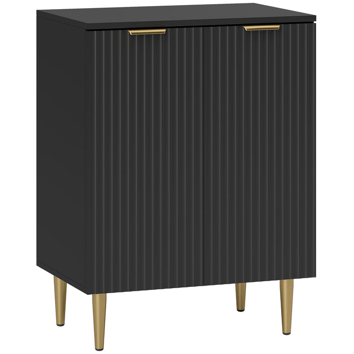 HOMCOM Sideboard Buffet Cabinet, Modern Kitchen Storage Cabinet with Adjustable Shelves and Metal Legs, Black
