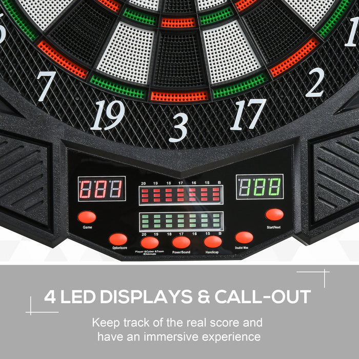 HOMCOM Dart Board Set, Electronic Dartboard with LED Digital Score Display, Soft Tip Darts, 27 Games, Speaker Sound