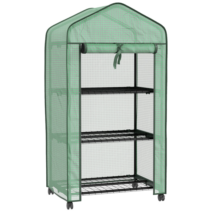Outsunny Three-Tier Mini Greenhouse - Green | Aosom UK