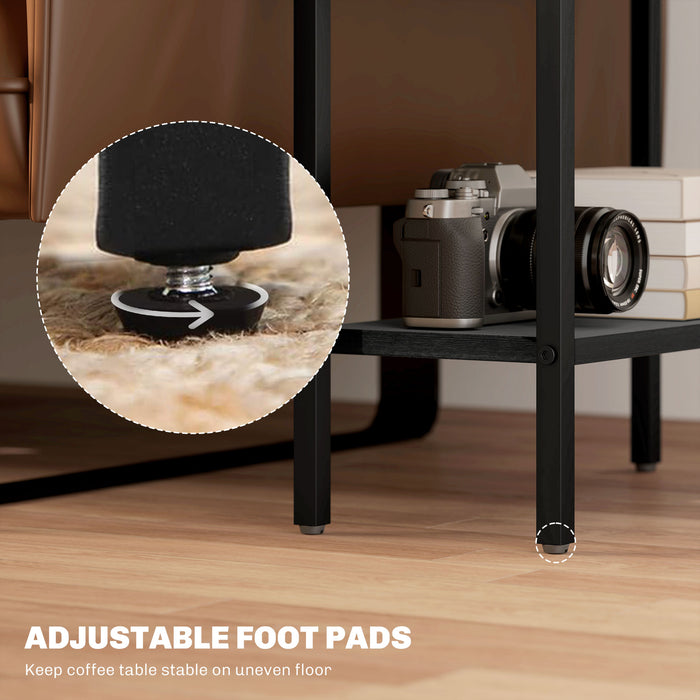 HOMCOM Three Shelf Industrial Side Table, Black | Aosom UK