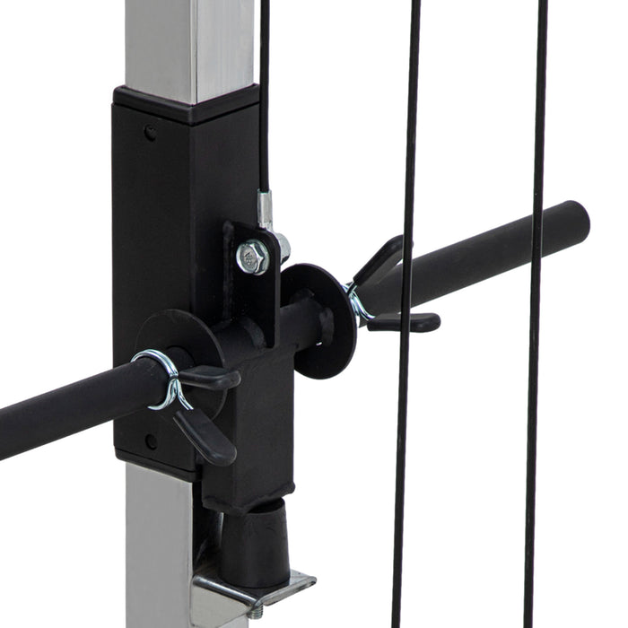 SPORTNOW Multi Home Gyms with Cable Pulley System, Cable Crossover Machine with 4 Handles for Full Body Strength Training, Power Rack for Home Workout, Black